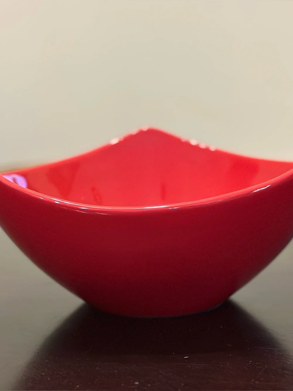 Pier 1 Imports Red Triangular Serving Bowl 11” Glossy Ceramic Stoneware Modern